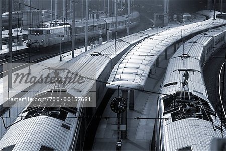 Trains at the Gare du Nord Paris, France