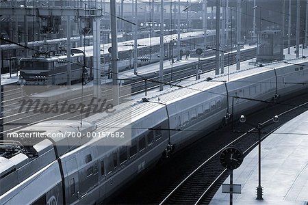 Trains at the Gare du Nord Paris, France