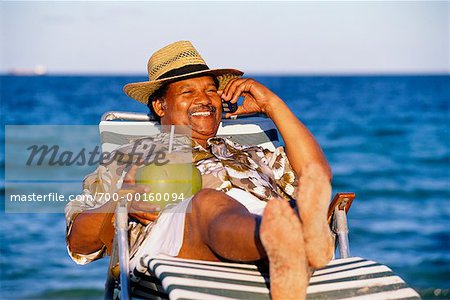 Man at the Beach with Cell Phone