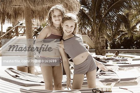Portrait of Two Girls at Tropical Resort