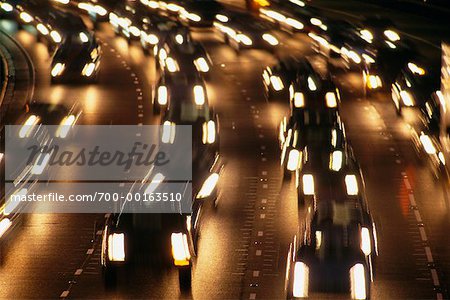 Traffic on Highway at Night