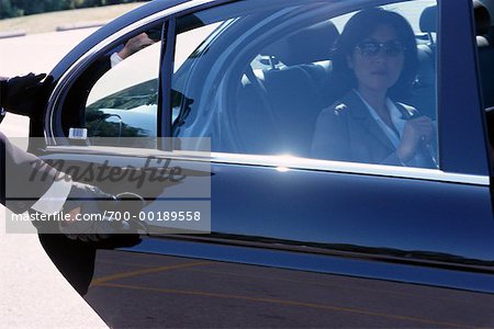 Woman in Back of Limousine