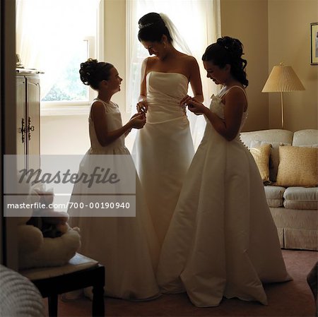Bride and Flower Girls Getting Ready