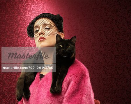 Woman Wearing Cat as a Stole