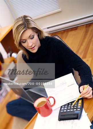 Woman Paying Bills