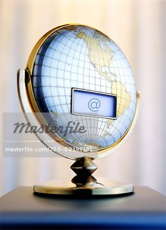 LCD Screen on Globe with At Symbol