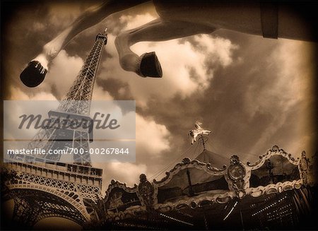 Merry-Go-Round and Eiffel Tower Paris France