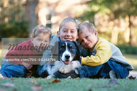 Brothers and Sister with Dog