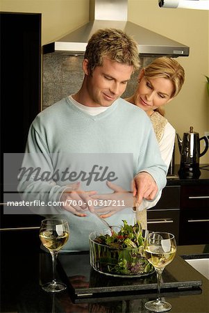 Couple Making Salad