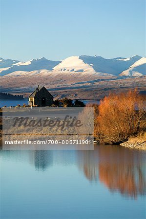 Church by Mountains and Lake Lake Tekapo, South Island, New Zealand