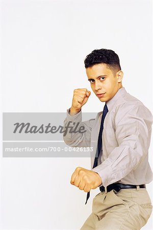 man fighting stance