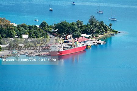 Cargo Ship in Bora Bora Lagoon, Bora Bora, French Polynesia