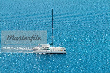 Catamaran in Bora Bora Lagoon, Bora Bora, French Polynesia