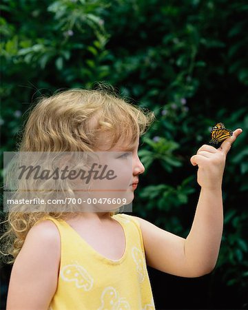 Girl with Butterfly on Her Finger