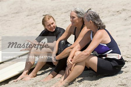 Women on Beach with Surfboards