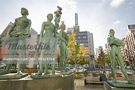 Statues In Front Of Jr Tower Hotel Nikko Sapporo Hokkaido - 