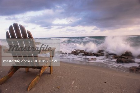 beach chair facing ocean