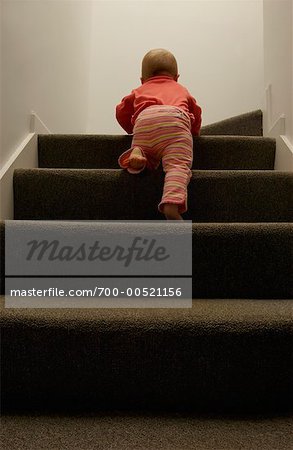 when do babies crawl up stairs