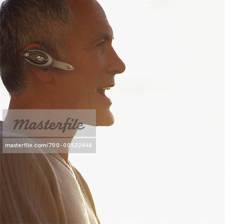 Man Using Wireless Headset