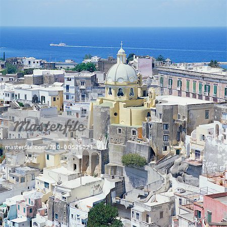 Overview of Procida, Naples, Italy