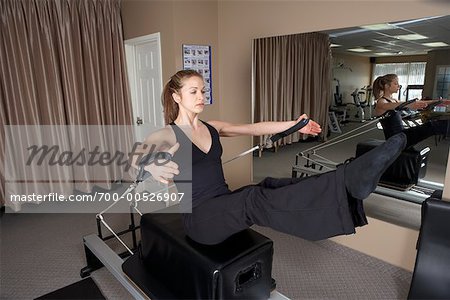 Woman Using Pilates Equipment