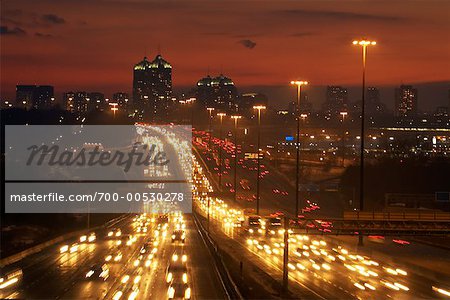 Busy Highway at Dusk, 401 Highway, Toronto, Canada