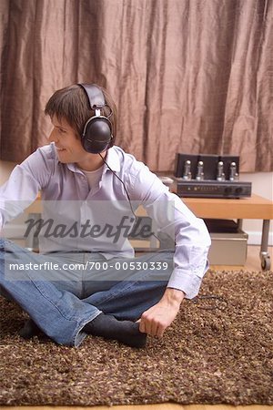 Man Listening to Headphones