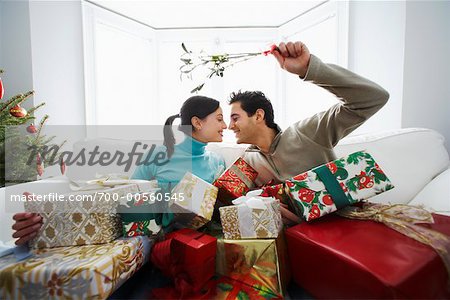Couple Under Mistletoe
