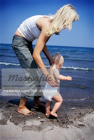 Mother and Baby at Beach