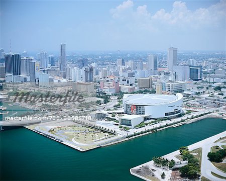 Miami Arena and Skyline, Miami, Florida, USA