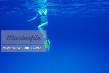 Body of Swimmer Underwater, Cayman Islands