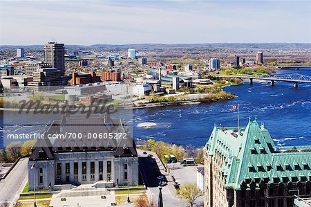 Overview of Hull, Quebec and Ottawa, Ontario, Canada