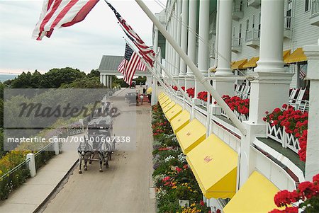 Horse-Drawn Carriage at Grand Hotel, Mackinac Island, Michigan, USA