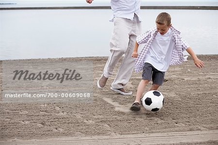 Father and Son Playing Outdoors