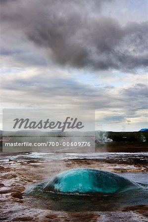 Strokkur Geyser about to Erupt, Geysir, Iceland