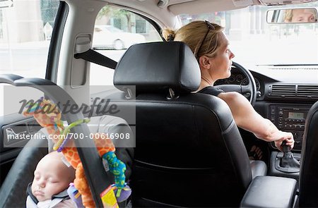 Mother and Baby in Car