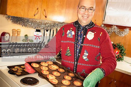 Man Baking Christmas Cookies