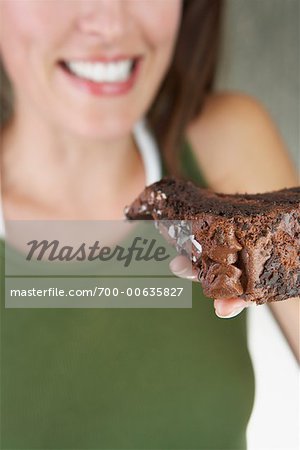 Woman Holding Chocolate Cake
