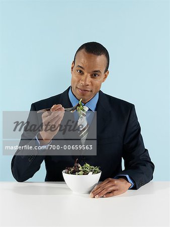 Businessman Eating Salad