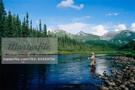 Man Fly Fishing, Northwest Territories, Canada