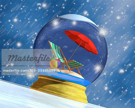 Snow Globe With Beach Chair And Umbrella