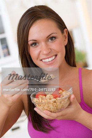 Woman Eating Cereal