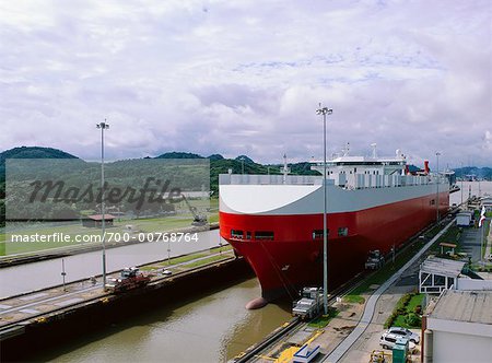 Cargo Ship in Miraflores Locks, Panama Canal, Panama