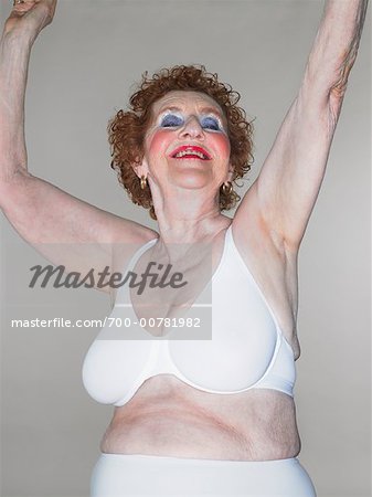 aged lady showing her underware