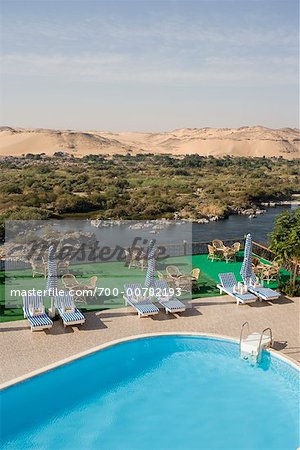 Hotel Swimming Pool along Nile River, Egypt