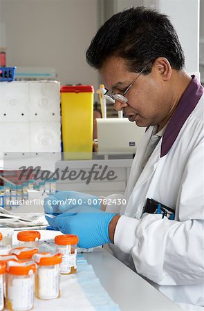 Lab Technician Working with Urine Samples