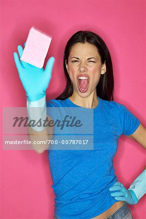 Woman Throwing Sponge