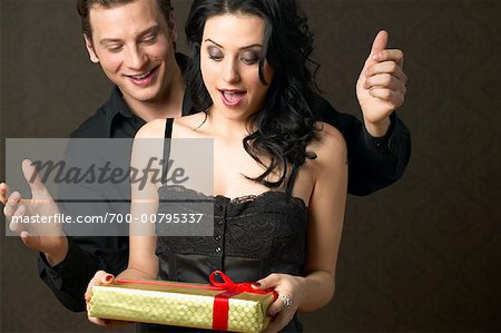 Woman Receiving Present from Man