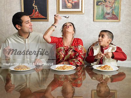 Grandmother, Son and Grandson at Dining Room Table