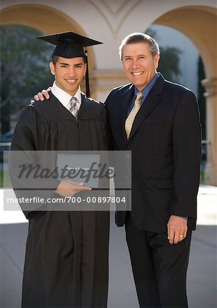 Portrait of Father and Son at Graduation Ceremony